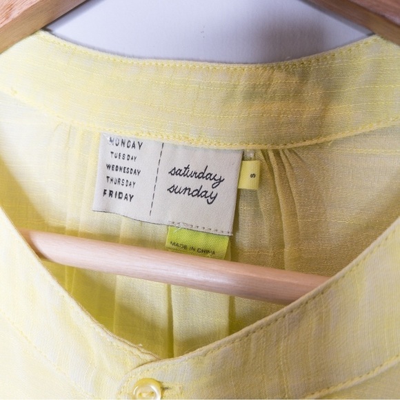 Anthropologie Saturday Sunday Size Small Kendra Neon Yellow Oversized Tunic - Picture 10 of 13